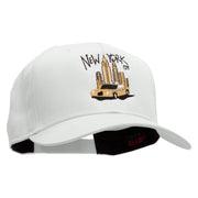 NYC Taxi Embroidered Solid Cotton Twill Pro Style Cap - White OSFM