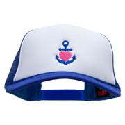 Heart Anchor Embroidered Summer Foam Mesh Trucker Cap - Royal-White OSFM