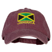 Jamaica Flag with Letters Embroidered Washed Cotton Twill Cap