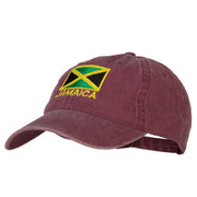 Jamaica Flag with Letters Embroidered Washed Cotton Twill Cap