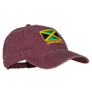 Jamaica Flag with Letters Embroidered Washed Cotton Twill Cap