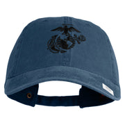 US Marine Corps Seal Embroidered Washed Solid Pigment Dyed Cotton Twill Brass Buckle Cap - Navy OSFM