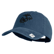 US Marine Corps Seal Embroidered Washed Solid Pigment Dyed Cotton Twill Brass Buckle Cap - Navy OSFM