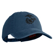 US Marine Corps Seal Embroidered Washed Solid Pigment Dyed Cotton Twill Brass Buckle Cap - Navy OSFM