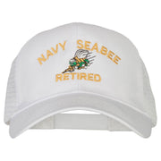 US Navy Seabee Retired Embroidered Solid Cotton Mesh Pro Cap