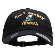 Officially Licensed United States Navy Seabee Veteran Unstructured Low Profile 6 panel Cotton Cap - Black OSFM