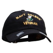 Officially Licensed United States Navy Seabee Veteran Unstructured Low Profile 6 panel Cotton Cap - Black OSFM