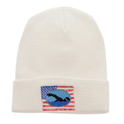 American Swimmer Embroidered 12 Inch Long Knitted Beanie