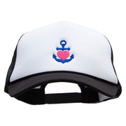 Heart Anchor Embroidered Summer Foam Mesh Trucker Cap - Black-White OSFM