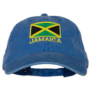 Jamaica Flag with Letters Embroidered Washed Cotton Twill Cap