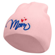 Mom Embroidered 8 inch Acrylic Short Blank Beanie - Pink OSFM