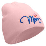 Mom Embroidered 8 inch Acrylic Short Blank Beanie - Pink OSFM