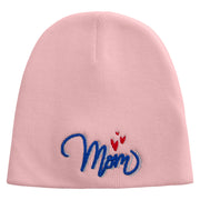 Mom Embroidered 8 inch Acrylic Short Blank Beanie - Pink OSFM