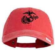 US Marine Corps Seal Embroidered Washed Solid Pigment Dyed Cotton Twill Brass Buckle Cap - Red OSFM