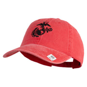 US Marine Corps Seal Embroidered Washed Solid Pigment Dyed Cotton Twill Brass Buckle Cap - Red OSFM