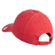 US Marine Corps Seal Embroidered Washed Solid Pigment Dyed Cotton Twill Brass Buckle Cap - Red OSFM