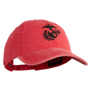 US Marine Corps Seal Embroidered Washed Solid Pigment Dyed Cotton Twill Brass Buckle Cap - Red OSFM