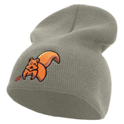 Squirrel with nuts Embroidered 8 inch Acrylic Short Beanie