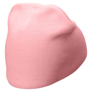 Peace Love Pizza Embroidered 8 Inch Short Beanie - Pink OSFM