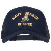 US Navy Seabee Retired Embroidered Solid Cotton Mesh Pro Cap