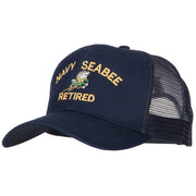 US Navy Seabee Retired Embroidered Solid Cotton Mesh Pro Cap