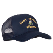 US Navy Seabee Retired Embroidered Solid Cotton Mesh Pro Cap