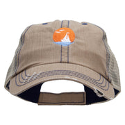 Sunset Cruise Embroidered Low Profile Special Cotton Mesh Cap - Khaki OSFM