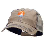 Sunset Cruise Embroidered Low Profile Special Cotton Mesh Cap - Khaki OSFM