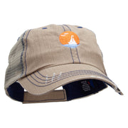 Sunset Cruise Embroidered Low Profile Special Cotton Mesh Cap - Khaki OSFM