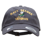 Officially Licensed United States Navy Seabee Veteran Unstructured Low Profile 6 panel Cotton Cap - Dk-Grey OSFM