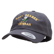 Officially Licensed United States Navy Seabee Veteran Unstructured Low Profile 6 panel Cotton Cap - Dk-Grey OSFM