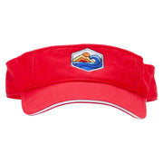 Mountain Waves Embroidered Pro Style Cotton Twill Washed Visor - Red-White OSFM