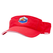 Mountain Waves Embroidered Pro Style Cotton Twill Washed Visor - Red-White OSFM