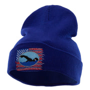 American Swimmer Embroidered 12 Inch Long Knitted Beanie