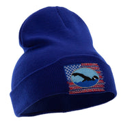 American Swimmer Embroidered 12 Inch Long Knitted Beanie