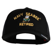 US Navy Seabee Retired Embroidered Solid Cotton Twill Mesh Prostyle Cap - Black OSFM