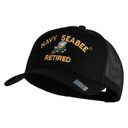 US Navy Seabee Retired Embroidered Solid Cotton Twill Mesh Prostyle Cap - Black OSFM