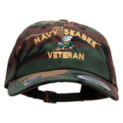 Officially Licensed United States Navy Seabee Veteran Unstructured Low Profile 6 panel Cotton Cap - Green-Camo OSFM