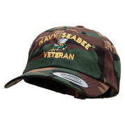 Officially Licensed United States Navy Seabee Veteran Unstructured Low Profile 6 panel Cotton Cap - Green-Camo OSFM