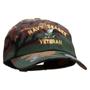 Officially Licensed United States Navy Seabee Veteran Unstructured Low Profile 6 panel Cotton Cap - Green-Camo OSFM