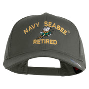US Navy Seabee Retired Embroidered Solid Cotton Twill Mesh Prostyle Cap - Grey OSFM