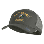 US Navy Seabee Retired Embroidered Solid Cotton Twill Mesh Prostyle Cap - Grey OSFM