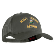 US Navy Seabee Retired Embroidered Solid Cotton Twill Mesh Prostyle Cap - Grey OSFM