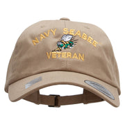 Officially Licensed United States Navy Seabee Veteran Unstructured Low Profile 6 panel Cotton Cap - Khaki OSFM