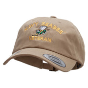 Officially Licensed United States Navy Seabee Veteran Unstructured Low Profile 6 panel Cotton Cap - Khaki OSFM