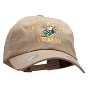 Officially Licensed United States Navy Seabee Veteran Unstructured Low Profile 6 panel Cotton Cap - Khaki OSFM