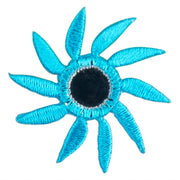 Mirrored Spiral Pinwheel Flower Iron On Patch - Blue OSFM
