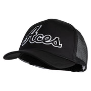 Aces Black Patched Summer Foam Mesh Trucker Cap - Black OSFM