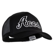 Aces Black Patched Summer Foam Mesh Trucker Cap - Black OSFM
