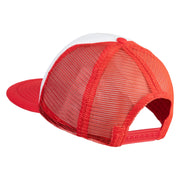 Fly Faux Leather Patched Flat Bill Trucker Snapback Cap - White Red OSFM